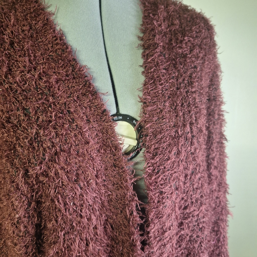 NWT Kensie Women's Fuzzy Cardigan - Burgundy Size X Large